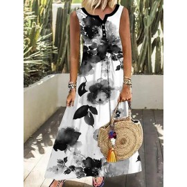 Summer Casual/Vacation Sleeveless Printed Maxi Dress