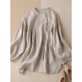 Casual Loose Solid Color Long Sleeve Blouse