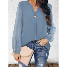 Elegant V-neck Long-sleeved Chiffon Blouse