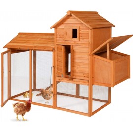 Best Choice Products 80in Outdoor Wooden Chicken Coop Multi-Level Hen House, Poultry Cage w/Ramps, Run, Nesting Box, Wire Fence, 3 Access Areas