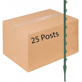 P-30G 30 Inch Garden Fence Post, Ideal for Gardens and Temporary Fencing - 25 Pack,Dark Green