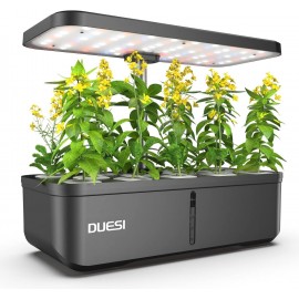 Indoor Garden Hydroponics Growing System, DUESI Upgrade 12 Pods Gardening Plant Germination Herb Kit with LED Grow Light, Hydrophonic Planter Grower Harvest Vegetable Lettuce for Hydroponic Gardeners