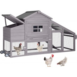 Aivituvin Chicken Coop Mobile Hen Coop, Large Poultry Cage with Wheels Outdoor Backyard Chicken House