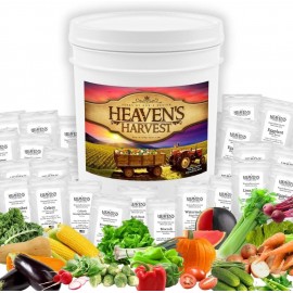 Heaven’s Harvest 10 Year Garden” Survival Seed Bank Kit | Over 25k Non GMO Heirloom Vegetable Survival Seeds + 2  Bonus Items: Clyde’s Garden Planner + Seed Vault Storage Drum for 10 Year Storage