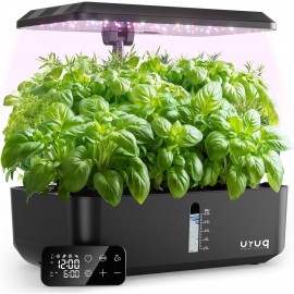 Hydroponics Growing System Indoor Garden: URUQ 12 Pods Indoor Gardening System with Remote Control LED Grow Light Height Adjustable Quiet Plants Germination Kit - Gardening Gifts for Women Black