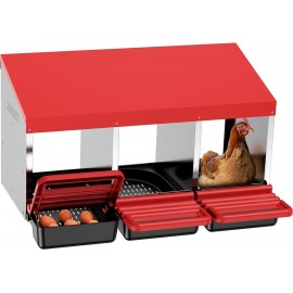 Chicken Nesting Boxes, 3 Hole Metal Chicken Egg Laying Box with Swing Perch and Rollout Egg Collection for Chicken Coop