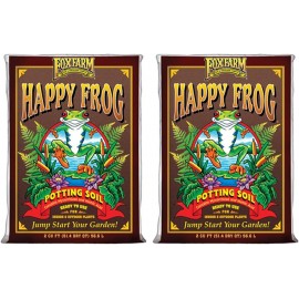 Fox Farm FX14047-2PK FOXFARM FX14047 pH Adjusted Happy Frog Organic Bags 2 CUFT, Brown Potting Soil