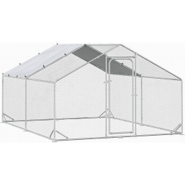 BOSSIN Bold Chicken Coop Run Large Metal Chicken Pen Outdoor, Poultry Cage Spire Shape, Heavy Duty Walkin for Yard with Waterproof and Anti-UV Cover, for Rabbits Habitat