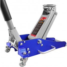 BIG RED T815016L Torin Hydraulic Low Profile Aluminum and Steel Racing Floor Jack with Dual Piston Quick Lift Pump, 1.5 Ton (3,000 lb) Capacity, Blue, T815016L