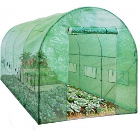 Best Choice Products 15x7x7ft Walk-in Greenhouse Tunnel, Garden Accessory Tent for Backyard, Home Gardening w/ 8 Roll-Up Windows, Zippered Door