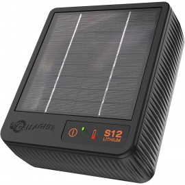 Gallagher S12 Solar Electric Fence Charger | Powers Up to 4 Miles / 18 Acres of Fence | Solar Lithium Technology, 0.12 Stored Joule Energizer | Built-in Earthing | Portable and Super Tough