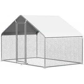 Chicken Coop Large Metal Chicken House/Pen for 6/10 Chickens Poultry Cage with Waterproof Cover for Rabbits Duck Walk-in Chicken Run for Yard Outdoor