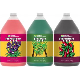 General Hydroponics FloraSeries Hydroponic Nutrient Fertilizer System with FloraMicro, FloraBloom and FloraGro, 1 gal.