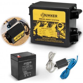 BUNKER INDUST Trailer Brakes Breakaway Kit with Charger, LED Indicator, Switch, 12V 5AH Battery for Trailer Caravan