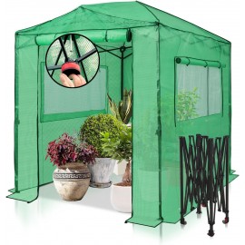 EAGLE PEAK 8x6 Portable Walk-in Greenhouse, Pop-up Indoor Outdoor Garden Green House, Zippered Doors and Windows, PE Cover, Green