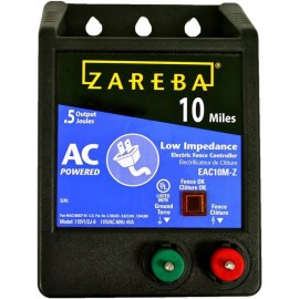 Zareba EAC10M-Z AC Powered Low Impedance Electric Fence Charger - 10 Mile Plug-In Electric Fence Energizer, Contain Small Animals, Keep Out Pests and Predators