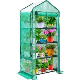 Mini Greenhouse with Screen Roof, Ohuhu Upgraded Portable 4 Tier Small Greenhouses for Outdoors Indoor with Reelable Door, Heavy Duty Plastic Green House for Outside Garden Patio Yard Porch Balcony