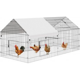 Metal Chicken Coop 86×40×40 Chicken Run with Waterproof Cover Portable Poultry Cage Walk in Hen House Outdoor Backyard Farm Animal Enclosure Crate Pet Playpen Exercise Pen for Rabbit Duck