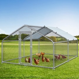 YITAHOME Large Metal Chicken Coop with Waterproof Cover, 13.12'L x 9.84'W x 6.49'H Walk-in Poultry Cage with Run, Chicken Hen Run Duck House Rabbits Cage for Outdoor Backyard Farm Use-2 Cages