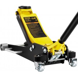 VEVOR 3 Ton Low Profile , Aluminum and Steel Racing Floor Jack with Dual Pistons Quick Lift Pump for Sport Utility Vehicle, Lifting Range 3-6/11-19-11/16, yellow,black