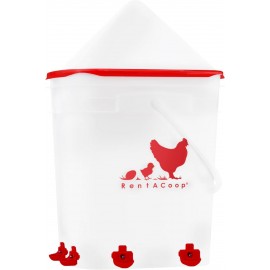 RentACoop 5 Gallon Chicken BPA- Plastic Bucket Waterer Set with 4 Horizontal Nipples - Corner Placement